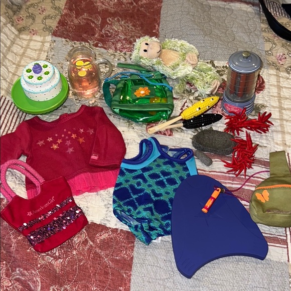 American Girl Other - Lot RARE American Girl Doll Clothing & Accessories Set birthday cake camping ++